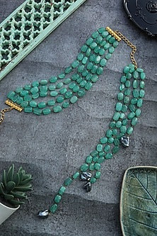 Gold Plated Mint Natural Stone Necklace