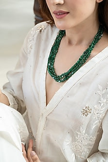Gold Plated Green Natural Stone Necklace