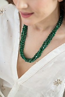 Gold Plated Green Natural Stone Necklace