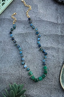 Gold Plated Blue & Green Stone Necklace