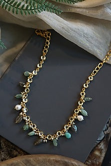 Gold Plated Kundan & Multi-Colored Stone Necklace