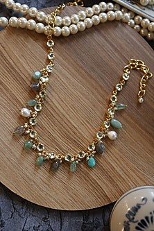 Gold Plated Kundan & Multi-Colored Stone Necklace