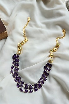 Gold Plated Purple Amethyst Stone Necklace