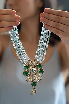 Gold Plated Polki & Cubic Zirconia Necklace