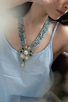 Gold Plated Polki & Cubic Zirconia Necklace