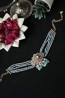 Gold Plated Pearl & Blue Onyx Necklace