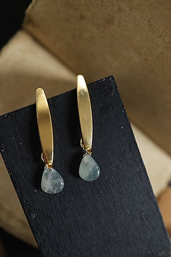 Gold Plated Mint Fluorite Dangler Earrings