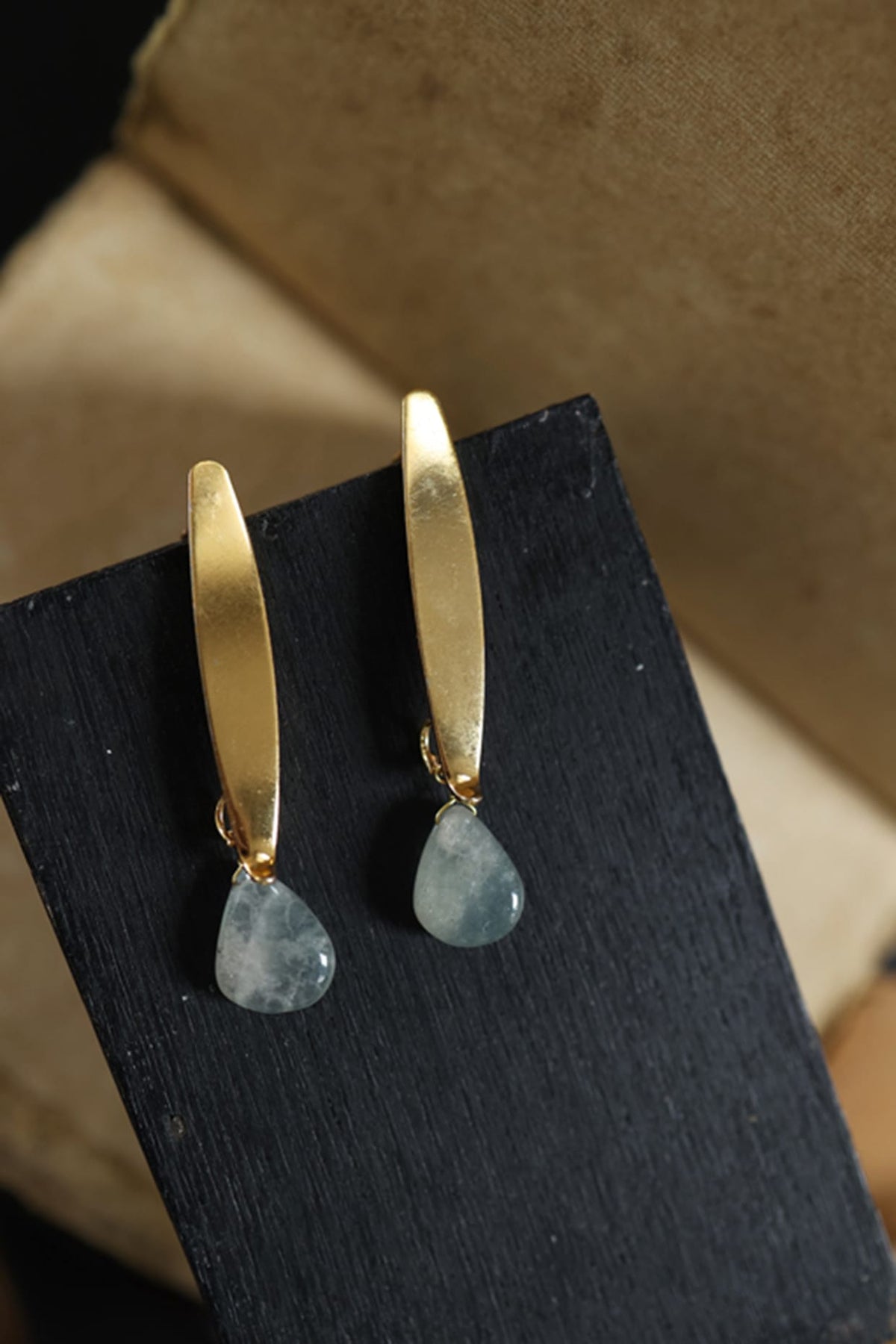 Gold Plated Mint Fluorite Dangler Earrings