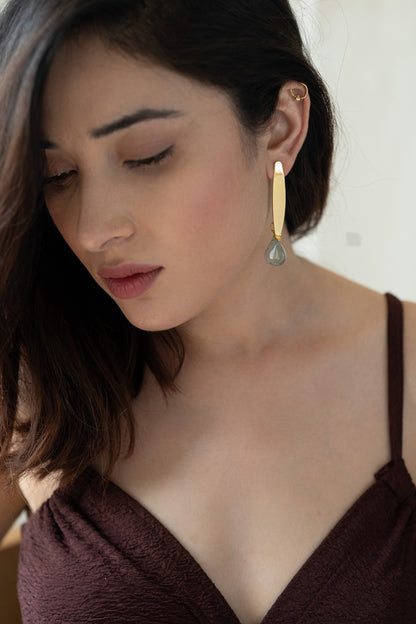 Gold Plated Mint Fluorite Dangler Earrings