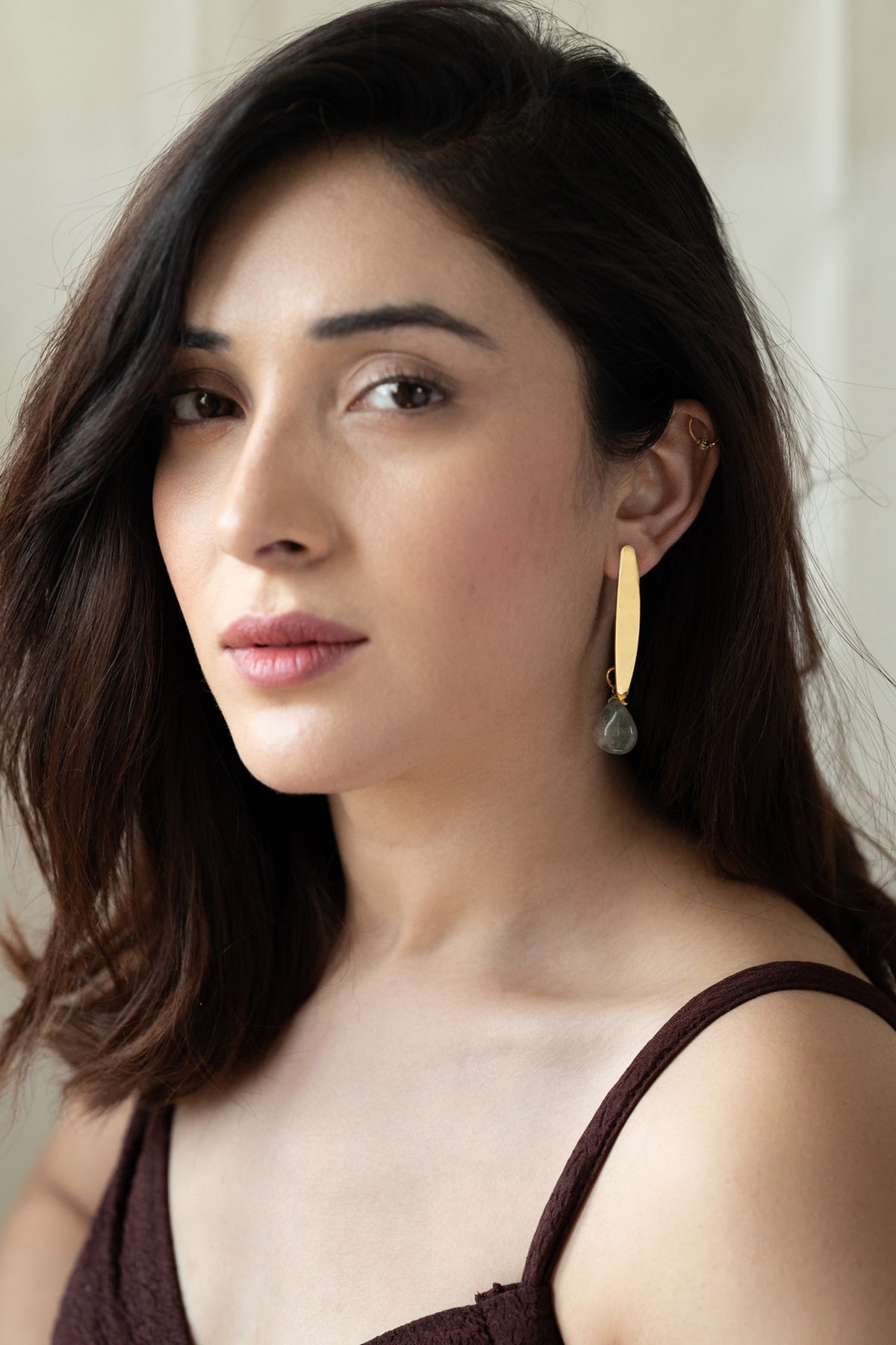 Gold Plated Mint Fluorite Dangler Earrings