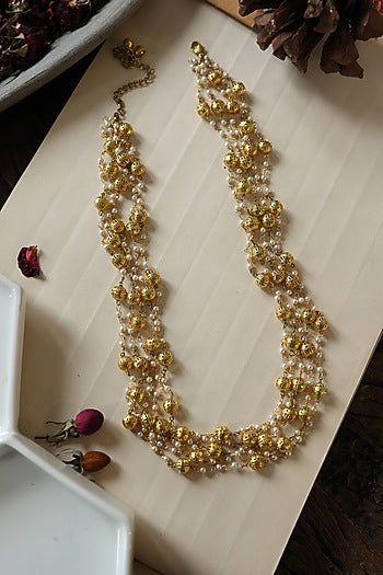 Gold Plated Shell Pearl Layered Necklace