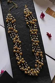 Gold Plated Shell Pearl Layered Necklace