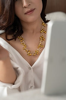 Gold Plated Shell Pearl Layered Necklace