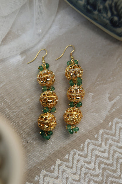 Gold Plated Embossed Dangler Earrings