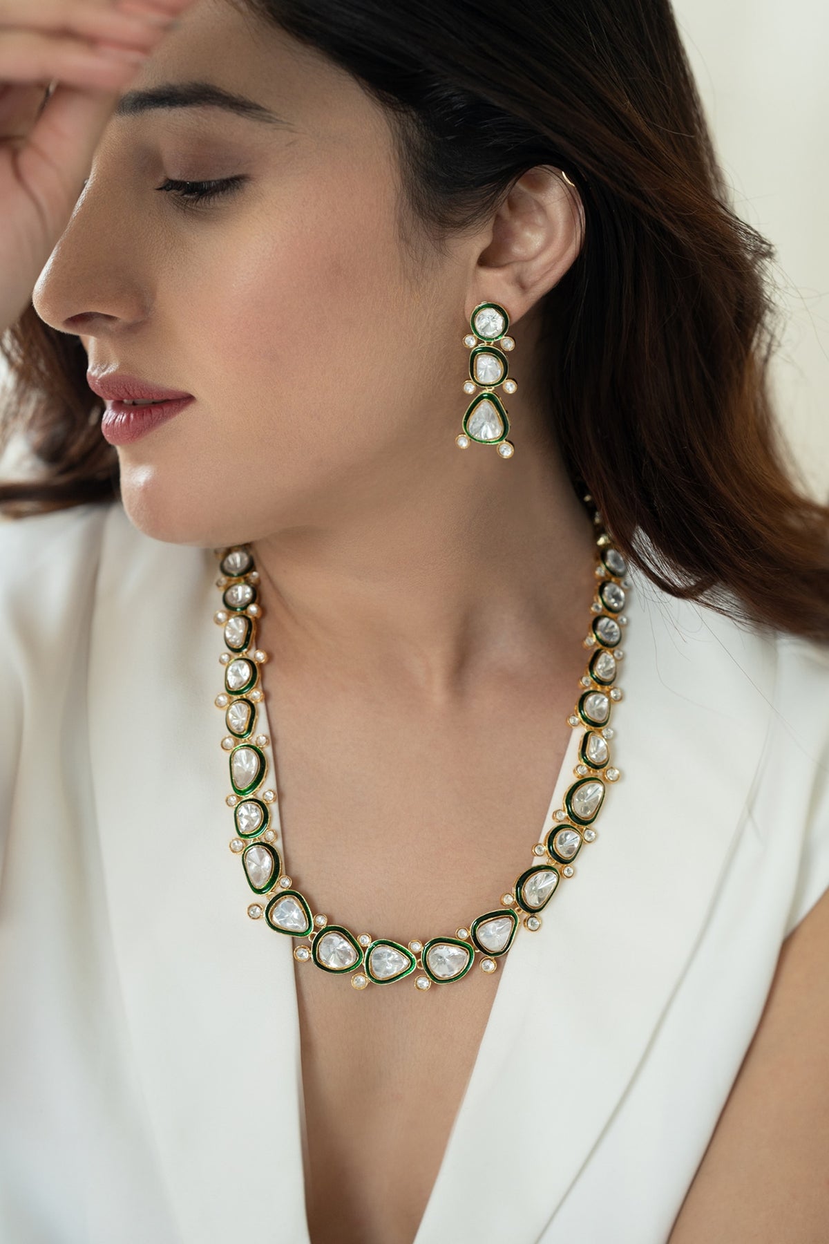 Gold Plated Kundan Polki Necklace Set