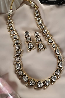 Gold Plated Kundan Polki Necklace Set