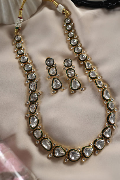 Gold Plated Kundan Polki Necklace Set