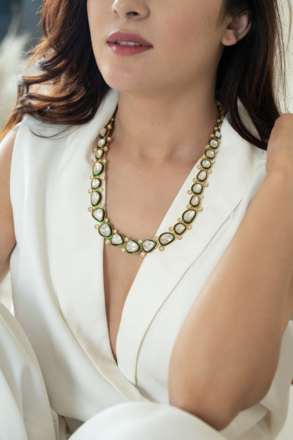 Gold Plated Kundan Polki Necklace Set