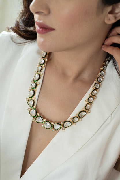 Gold Plated Kundan Polki Necklace Set