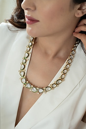 Gold Plated Kundan Polki Necklace Set