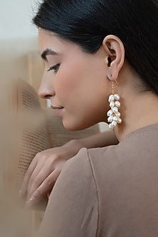 Gold Plated Shell Pearl Dangler Earrings