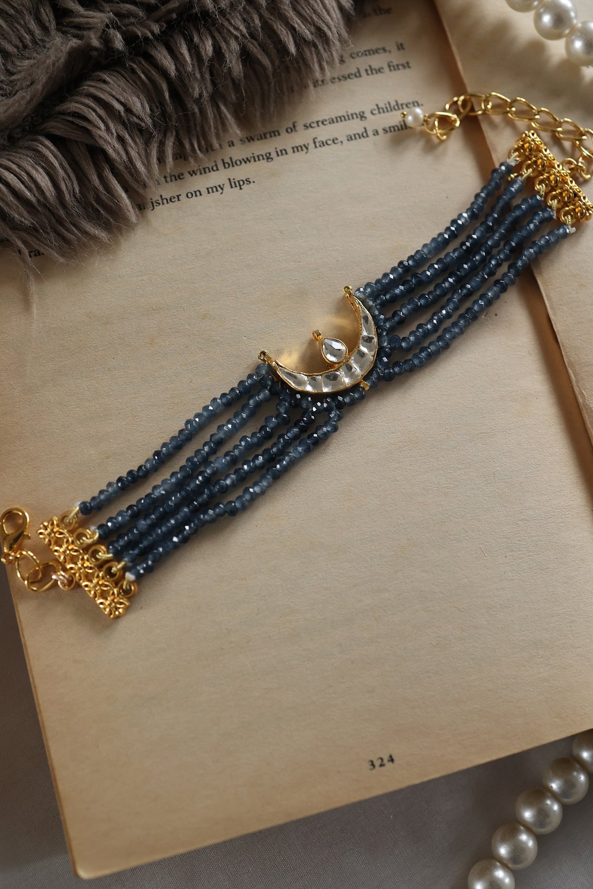 Gold Plated Kundan Polki & Hydro Stone Adjustable Bracelet