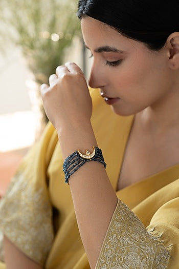 Gold Plated Kundan Polki & Hydro Stone Adjustable Bracelet