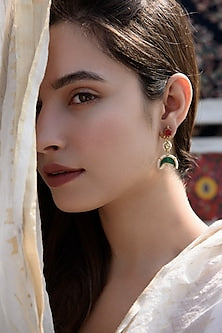 Gold Plated Kundan Polki & Seed Pearl Dangler Earrings