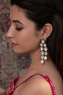 Two-Tone Finish Cubic Zirconia Dangler Earrings