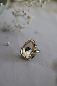 Two-Tone Finish Kundan Polki Ring