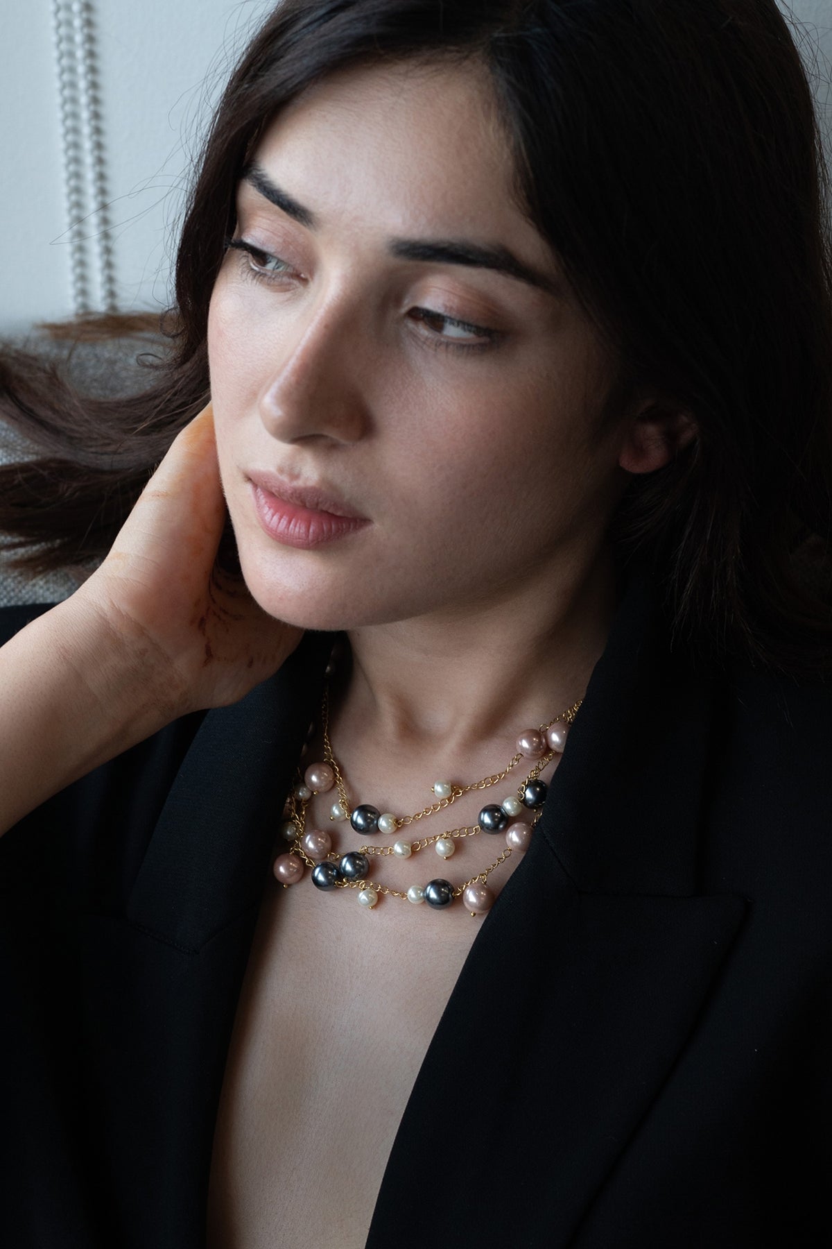 Gold Plated Pearl Layered Necklace
