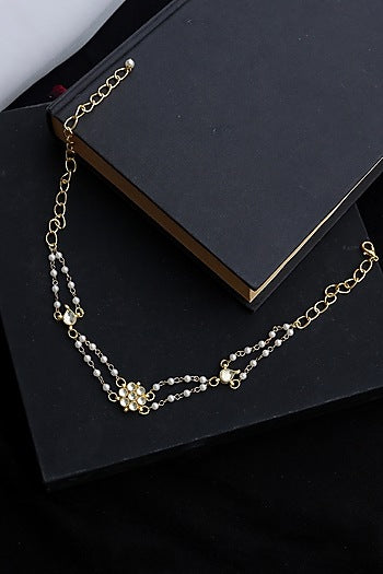 Gold Plated Kundan Polki & Pearl Choker Necklace