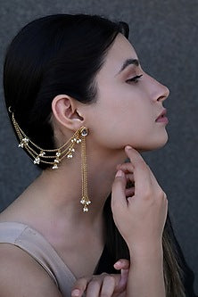 Gold Plated Pearl Dangler Earrings