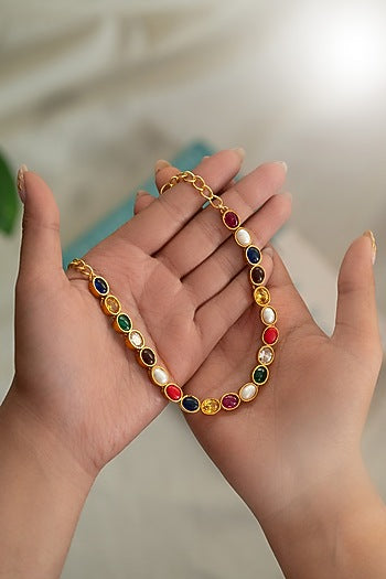 Gold Plated Multi-Colored Natural Stone Necklace