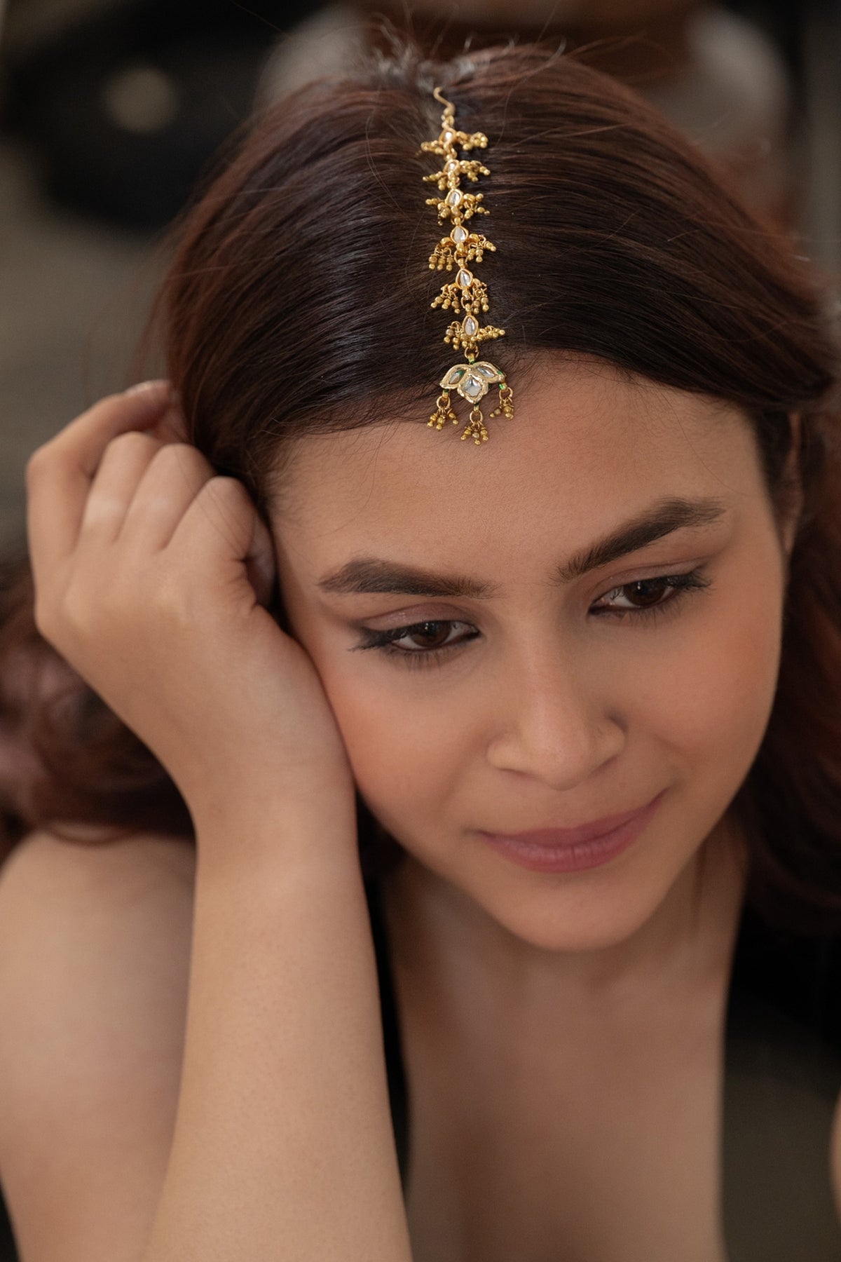 Gold Plated Kundan Polki Maangtikka