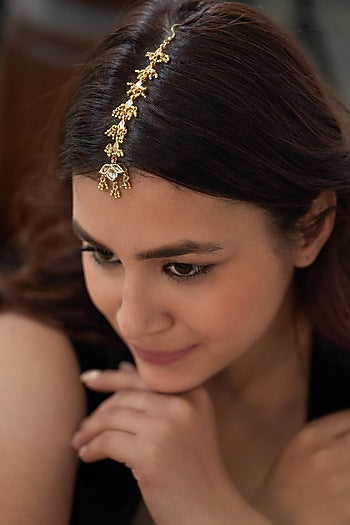 Gold Plated Kundan Polki Maangtikka