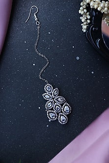 Silver Rhodium Finish Faux Diamond Maangtikka