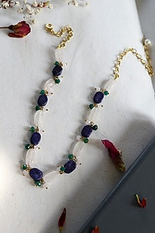 Gold Plated Lapis Lazuli & Fluorite Stone Choker necklace