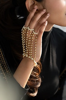 Gold Plated Pearl Hathphool