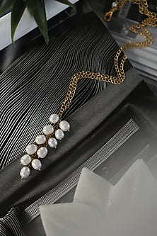 Gold Plated Pearl Long Necklace