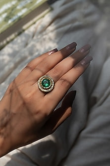 Gold Plated Kundan Polki Ring