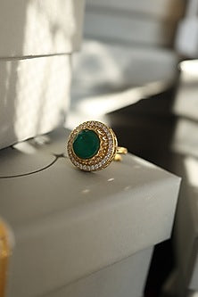 Gold Plated Kundan Polki Ring