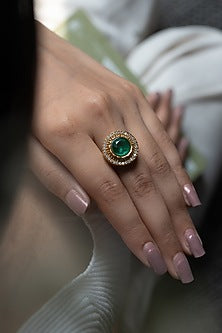 Gold Plated Kundan Polki Ring
