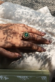Gold Plated Kundan Polki Ring