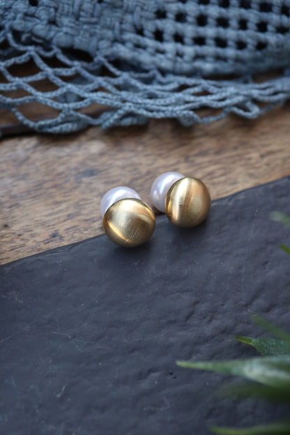 Gold Plated Pearl Stud Earrings