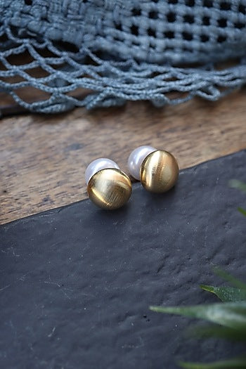 Gold Plated Pearl Stud Earrings