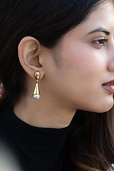 Gold Plated Pearl Dangler Earrings