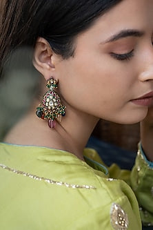 Gold Plated Natural Stone Dangler Earrings