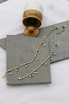 Gold Plated Pearl Anklets (Set of 2)