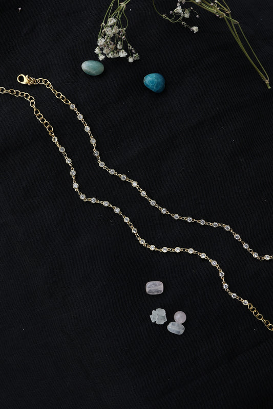 Gold Plated Crystal Anklets (Set of 2)
